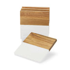 Set of wooden coasters on a white background
