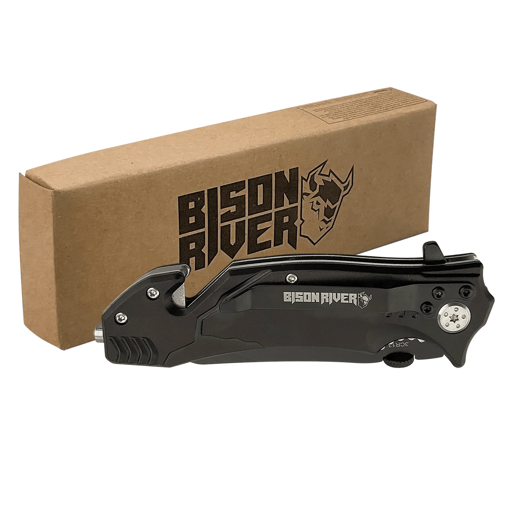 Bison River 4½" Multi-Color Rescue Knife – Custom Laser Engraved Safety Tool by 1a7704-f3.myshopify.com – Knife