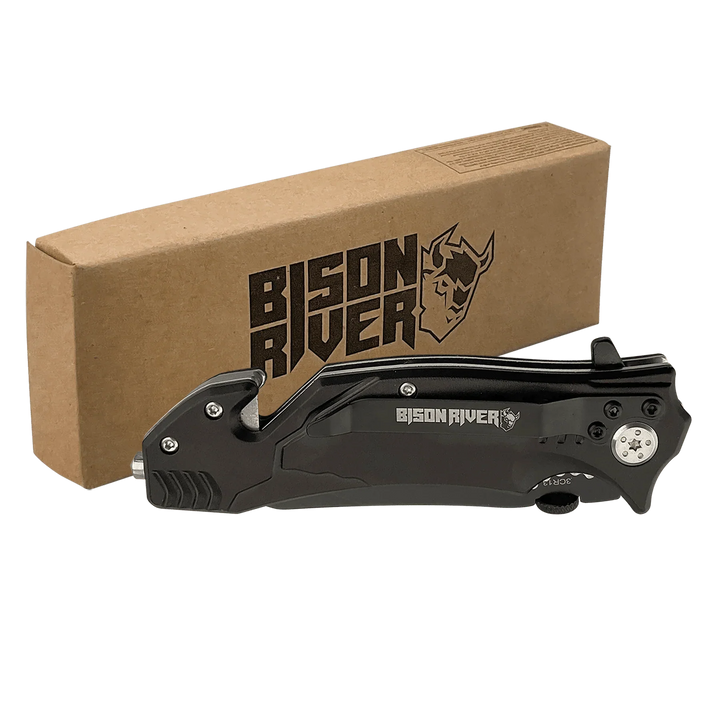 Bison River 4½" Multi-Color Rescue Knife – Custom Laser Engraved Safety Tool by 1a7704-f3.myshopify.com – Knife