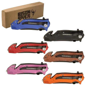 Bison River 4½" Multi-Color Rescue Knife – Custom Laser Engraved Safety Tool by 1a7704-f3.myshopify.com – Knife