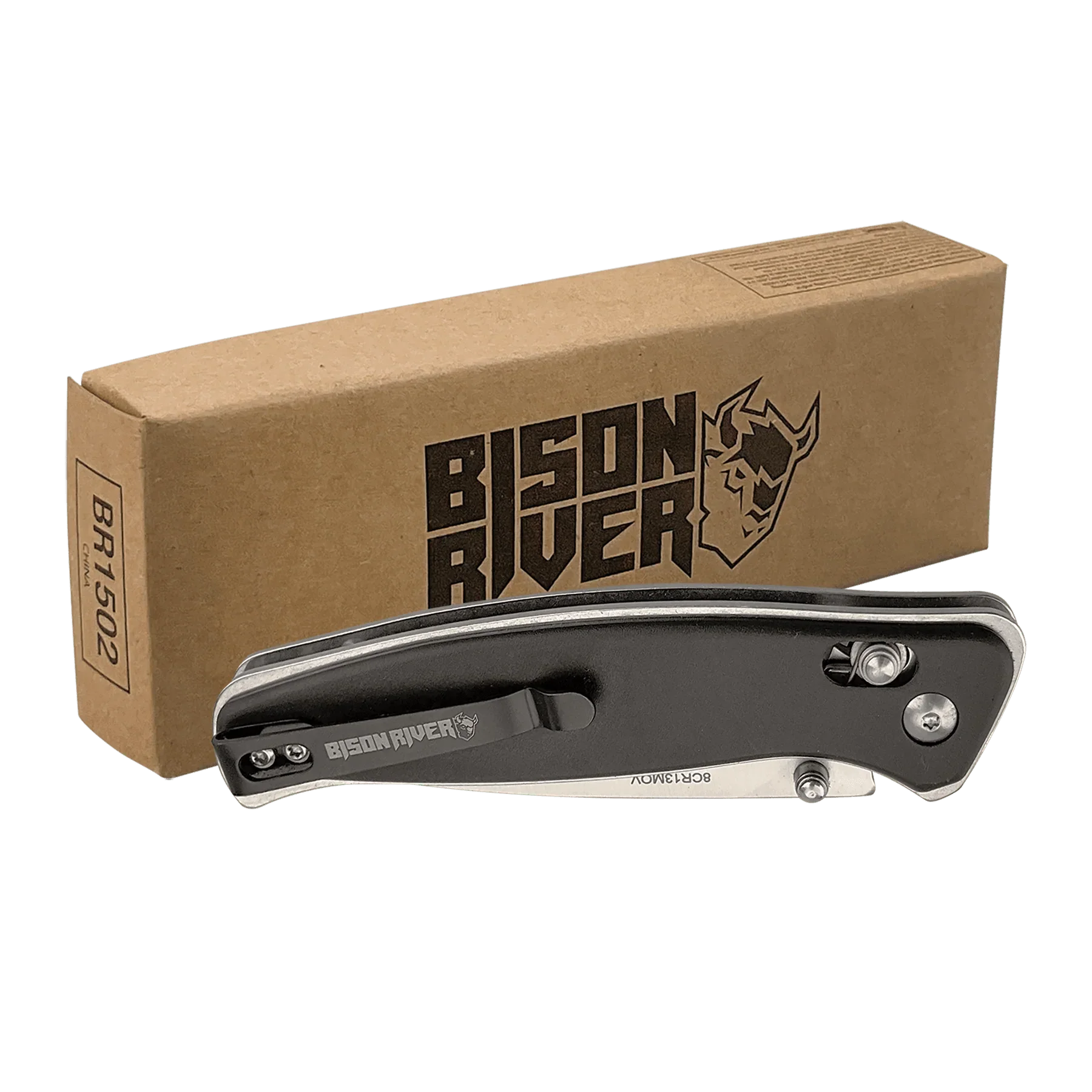 Bison River 4 1/2" Custom Engraved Black Button Lock Folding Knife with Pocket Clip by 1a7704-f3.myshopify.com – Knife