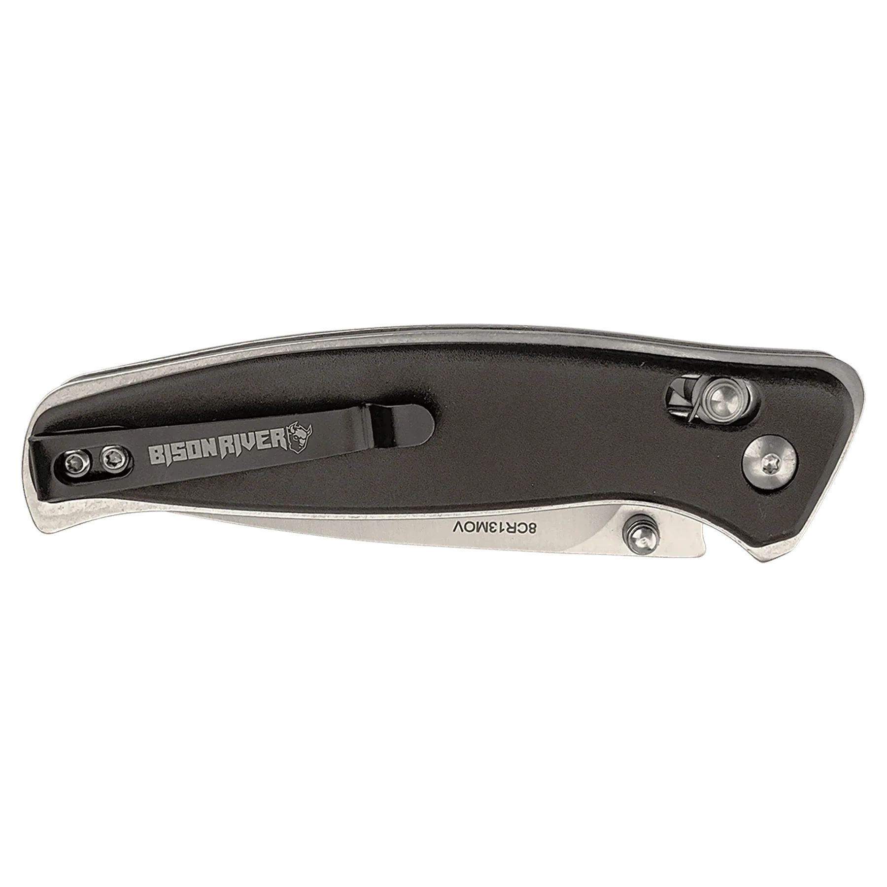 Bison River 4 1/2" Custom Engraved Black Button Lock Folding Knife with Pocket Clip by 1a7704-f3.myshopify.com – Knife