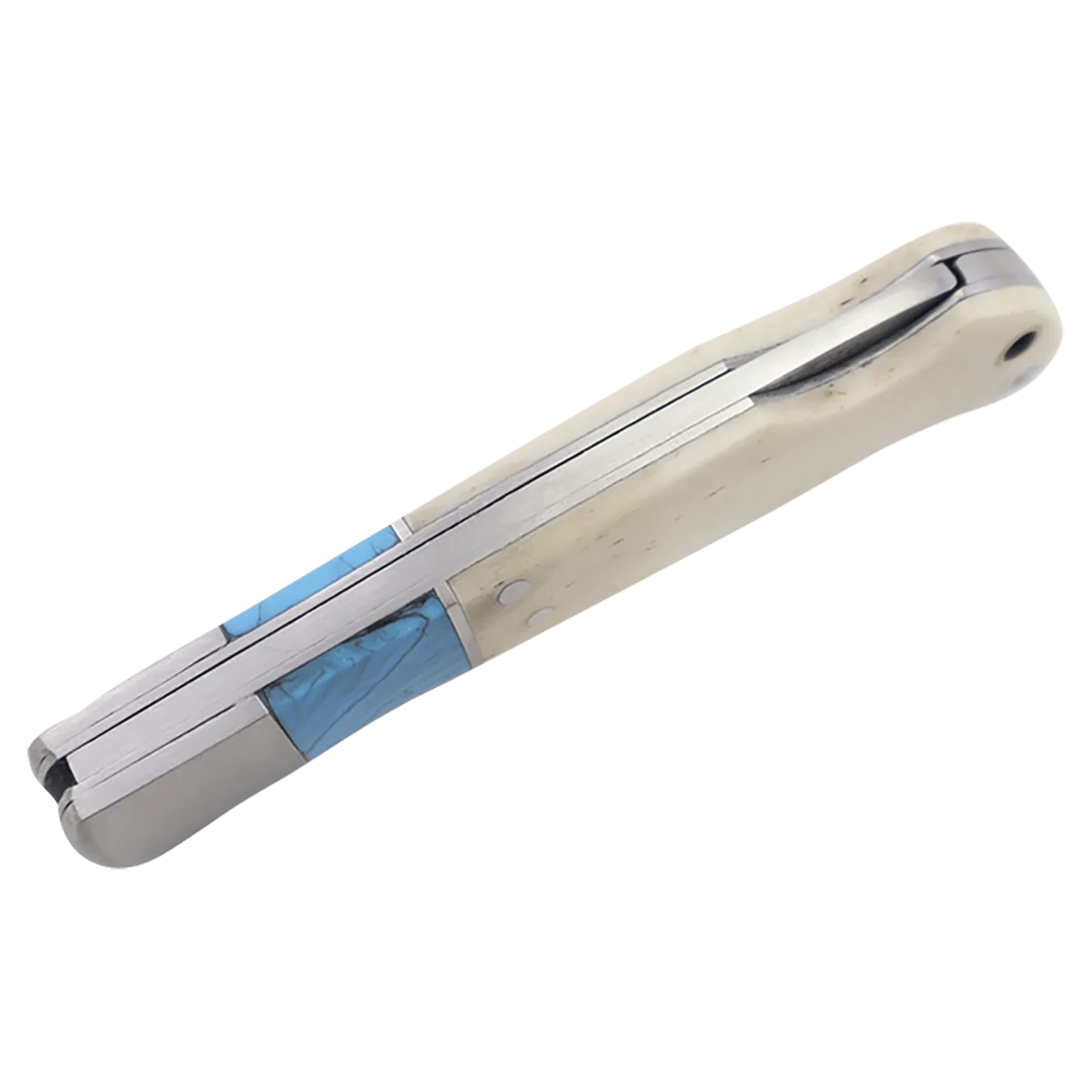 Bison River 3 1/2" Custom Engraved Blue & Bone Folding Knife by 1a7704-f3.myshopify.com – Knife