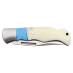 Bison River 3 1/2" Custom Engraved Blue & Bone Folding Knife by 1a7704-f3.myshopify.com – Knife