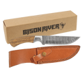 Bison River 9 1/2" Custom Engraved Acacia Wood Knife with Damascus Steel Blade & Leather Sheath by 1a7704-f3.myshopify.com – Knife