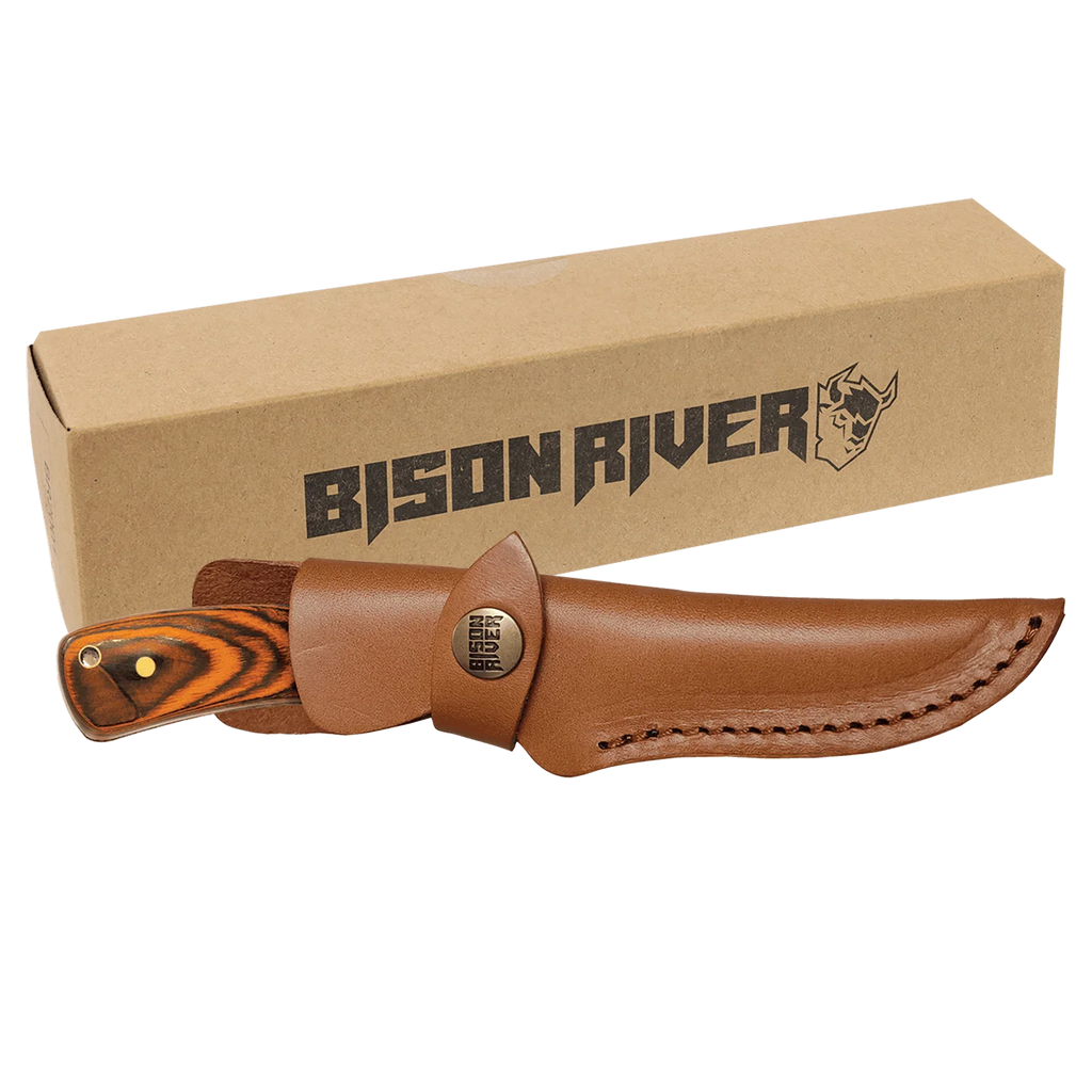 Bison River 7 3/4" Custom Engraved Pakkawood Fixed Blade Knife with Leather Sheath by 1a7704-f3.myshopify.com – Knife