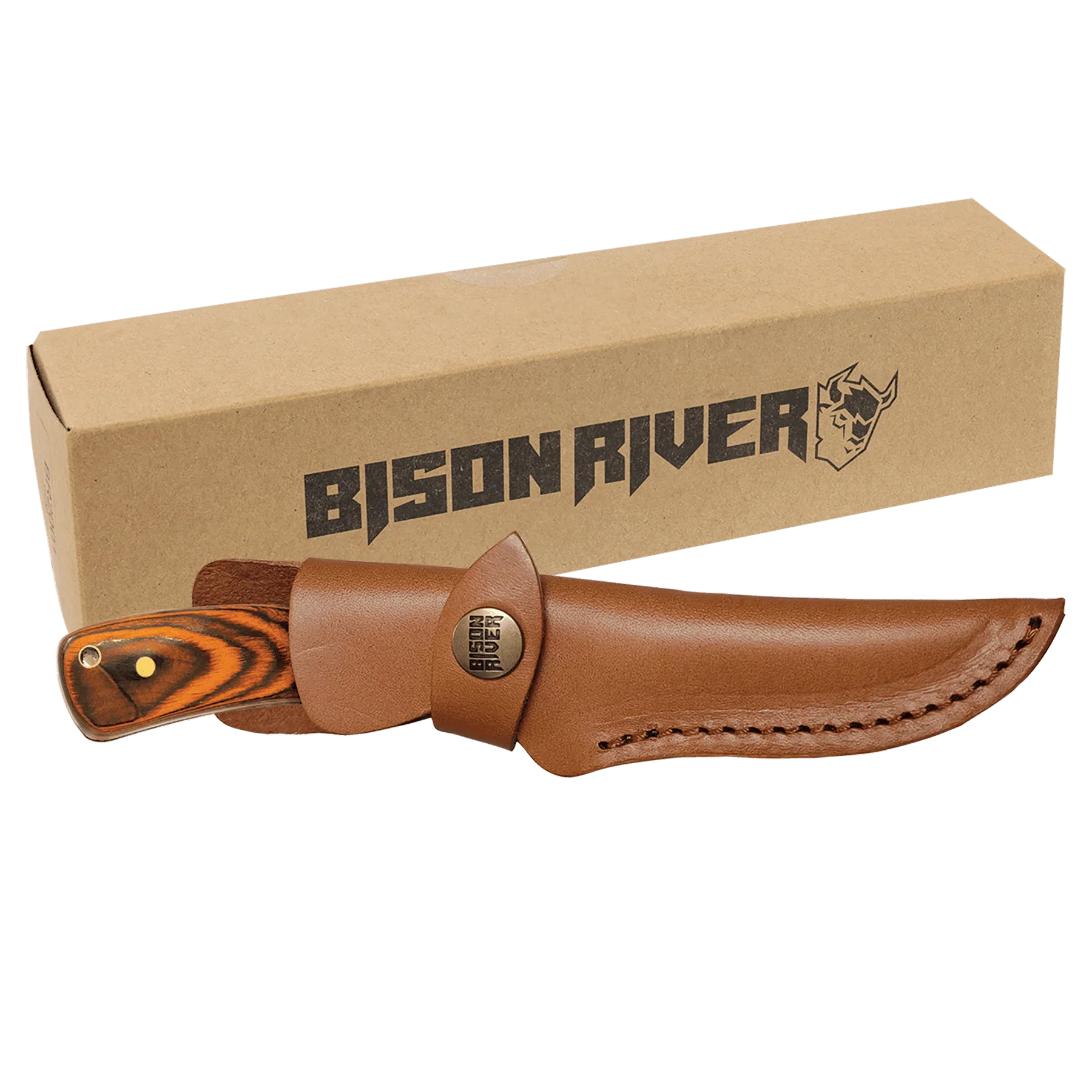 Bison River 7 3/4" Custom Engraved Pakkawood Fixed Blade Knife with Leather Sheath by 1a7704-f3.myshopify.com – Knife