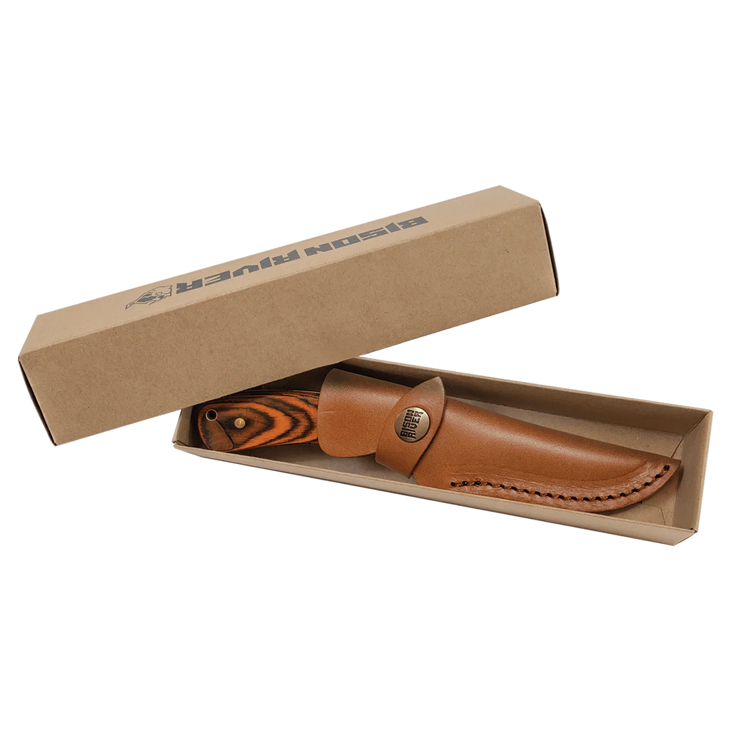 Bison River 7 3/4" Custom Engraved Pakkawood Fixed Blade Knife with Leather Sheath by 1a7704-f3.myshopify.com – Knife