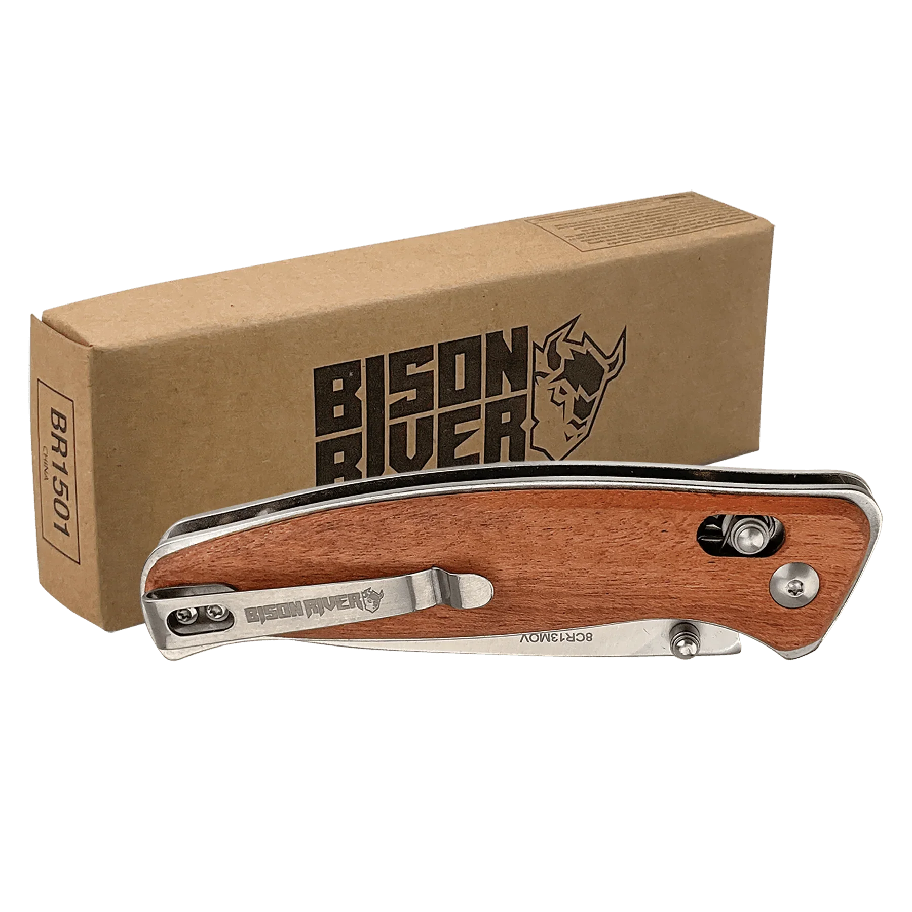 Bison River 4 1/2" Custom Engraved Wood Button Lock Folding Knife by 1a7704-f3.myshopify.com – Knife