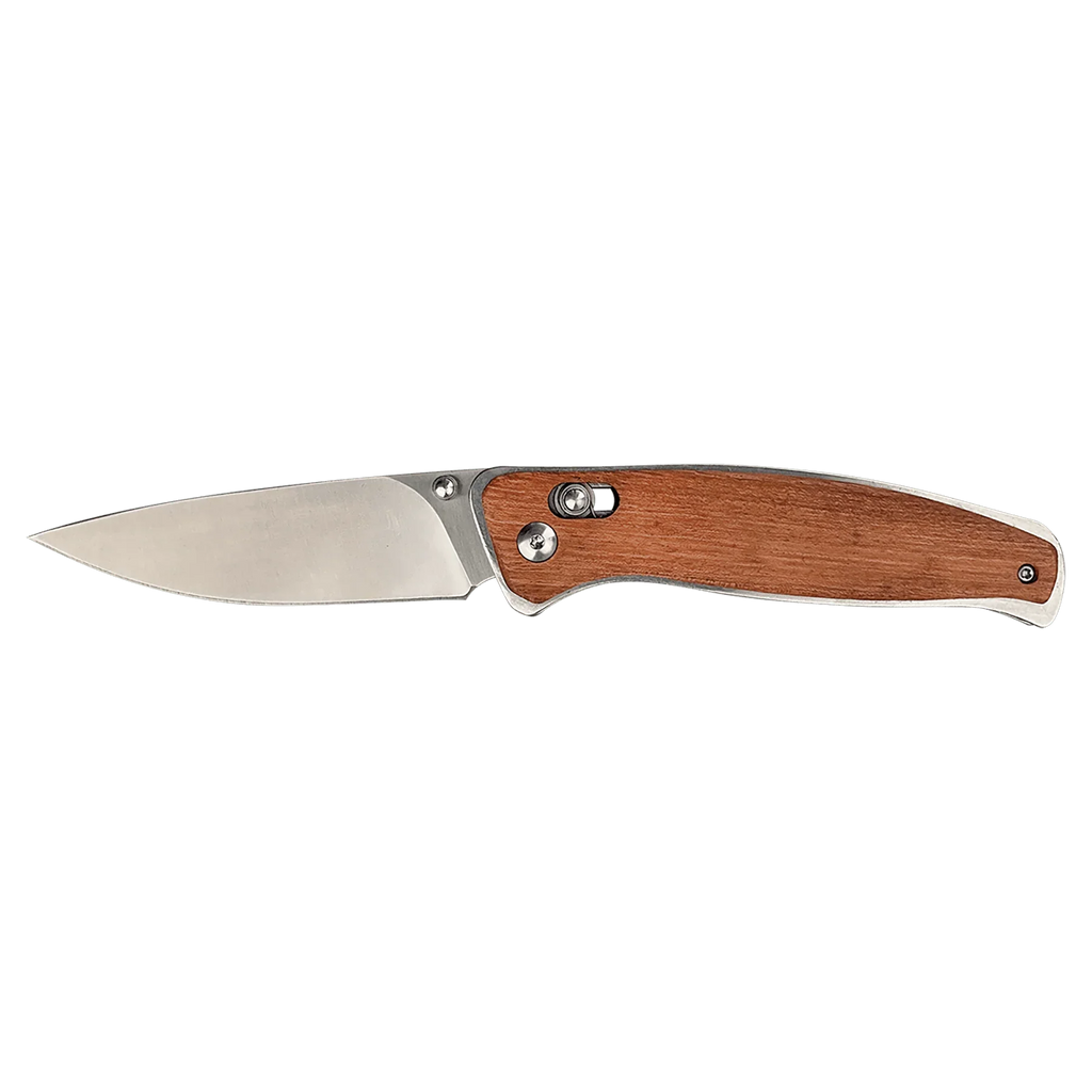 Bison River 4 1/2" Custom Engraved Wood Button Lock Folding Knife by 1a7704-f3.myshopify.com – Knife