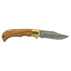 Bison River 3 3/4" Custom Engraved Wood Folding Knife with Damascus Steel Blade & Leather Sheath by 1a7704-f3.myshopify.com – Knife