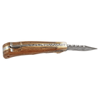 Bison River 3 3/4" Custom Engraved Wood Folding Knife with Damascus Steel Blade & Leather Sheath by 1a7704-f3.myshopify.com – Knife