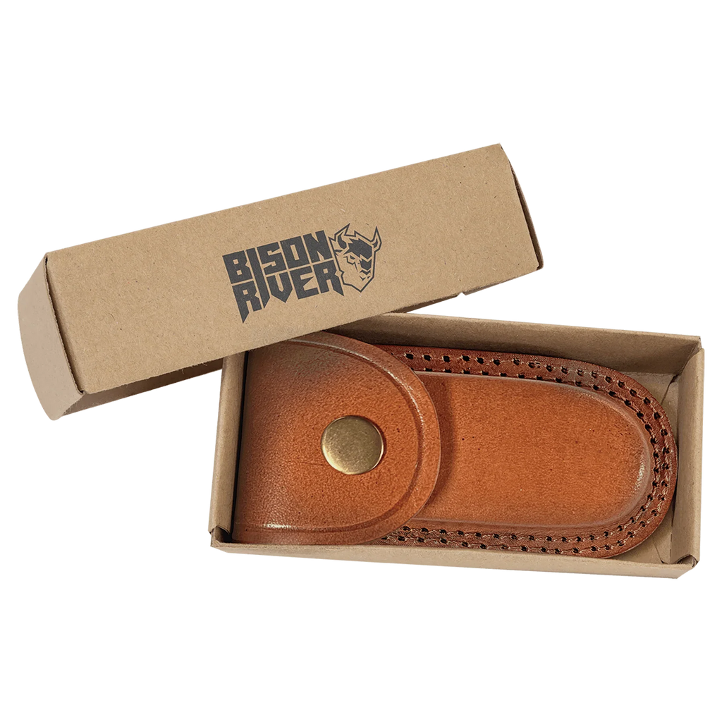 Bison River 3 3/4" Custom Engraved Wood Folding Knife with Damascus Steel Blade & Leather Sheath by 1a7704-f3.myshopify.com – Knife