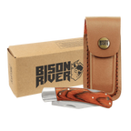 Bison River 4" Custom Engraved Wood Folding Knife with Leather Sheath by 1a7704-f3.myshopify.com – Knife
