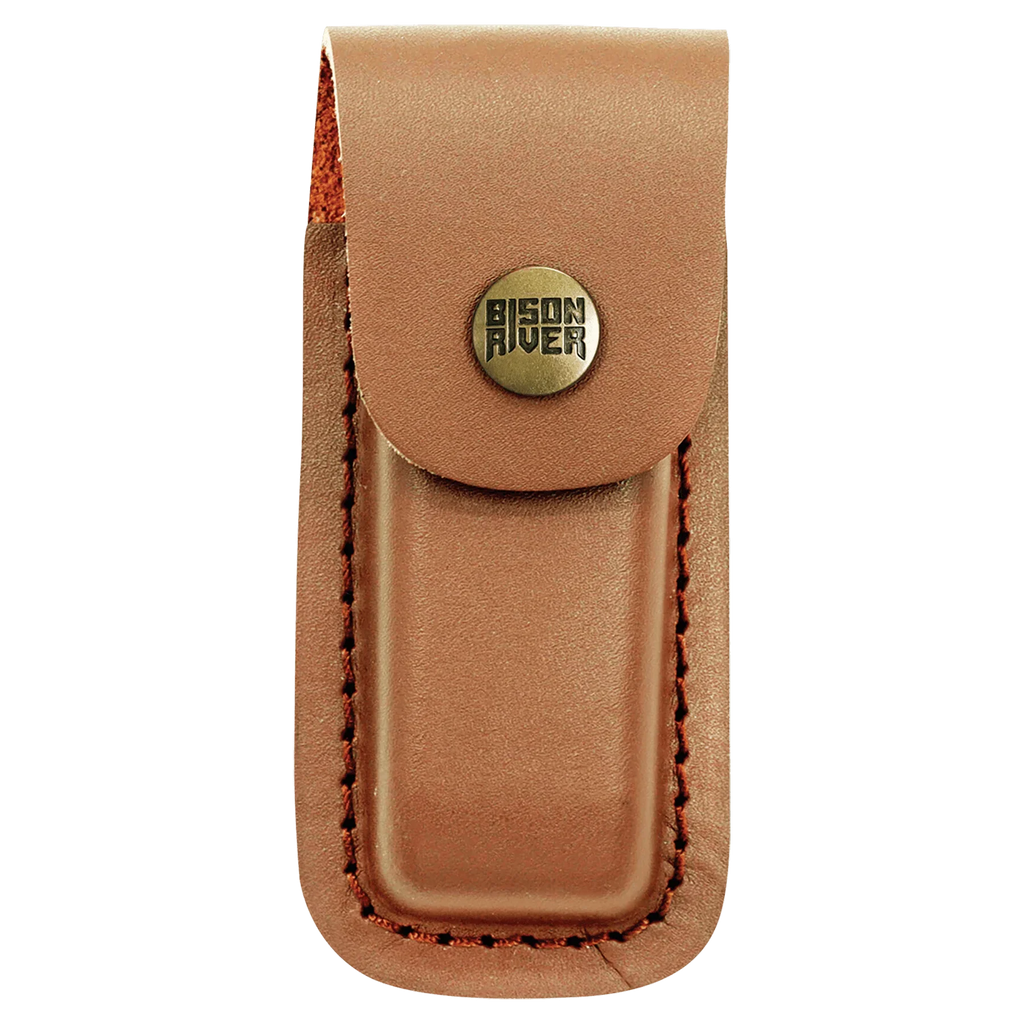 Bison River 4" Custom Engraved Wood Folding Knife with Leather Sheath by 1a7704-f3.myshopify.com – Knife