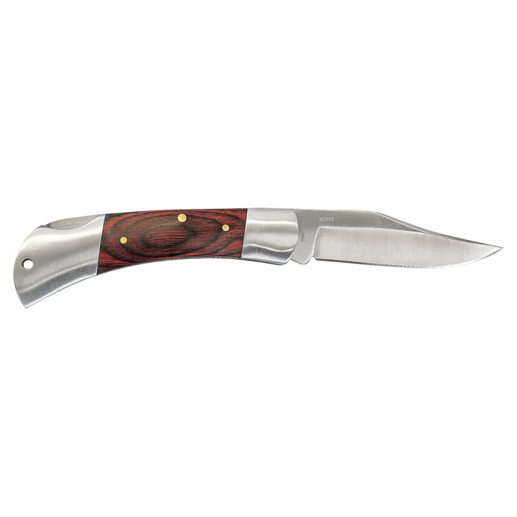 Bison River 3 1/2" Custom Engraved Wood Folding Knife by 1a7704-f3.myshopify.com – Knife