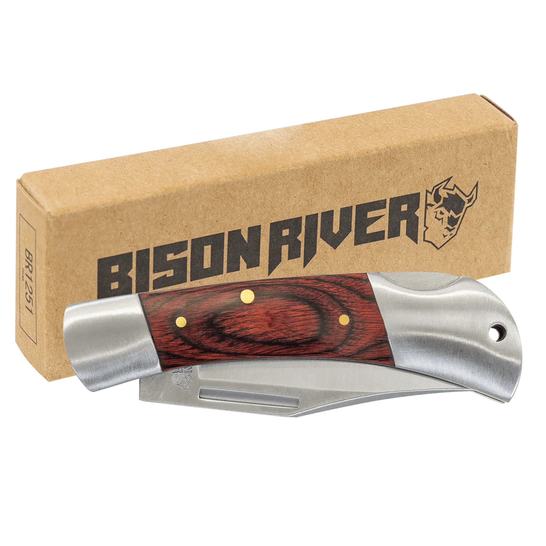 Bison River 3 1/2" Custom Engraved Wood Folding Knife by 1a7704-f3.myshopify.com – Knife