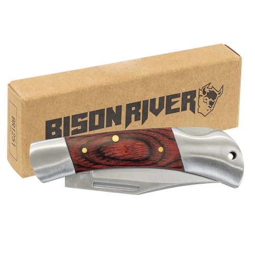 Bison River 3 1/2" Custom Engraved Wood Folding Knife by 1a7704-f3.myshopify.com – Knife