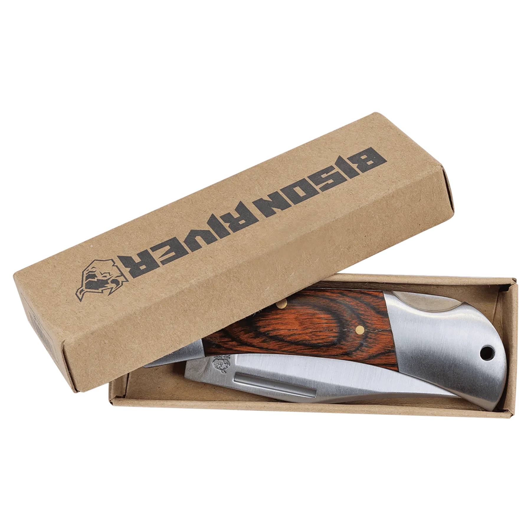 Bison River 3 1/2" Custom Engraved Wood Folding Knife by 1a7704-f3.myshopify.com – Knife
