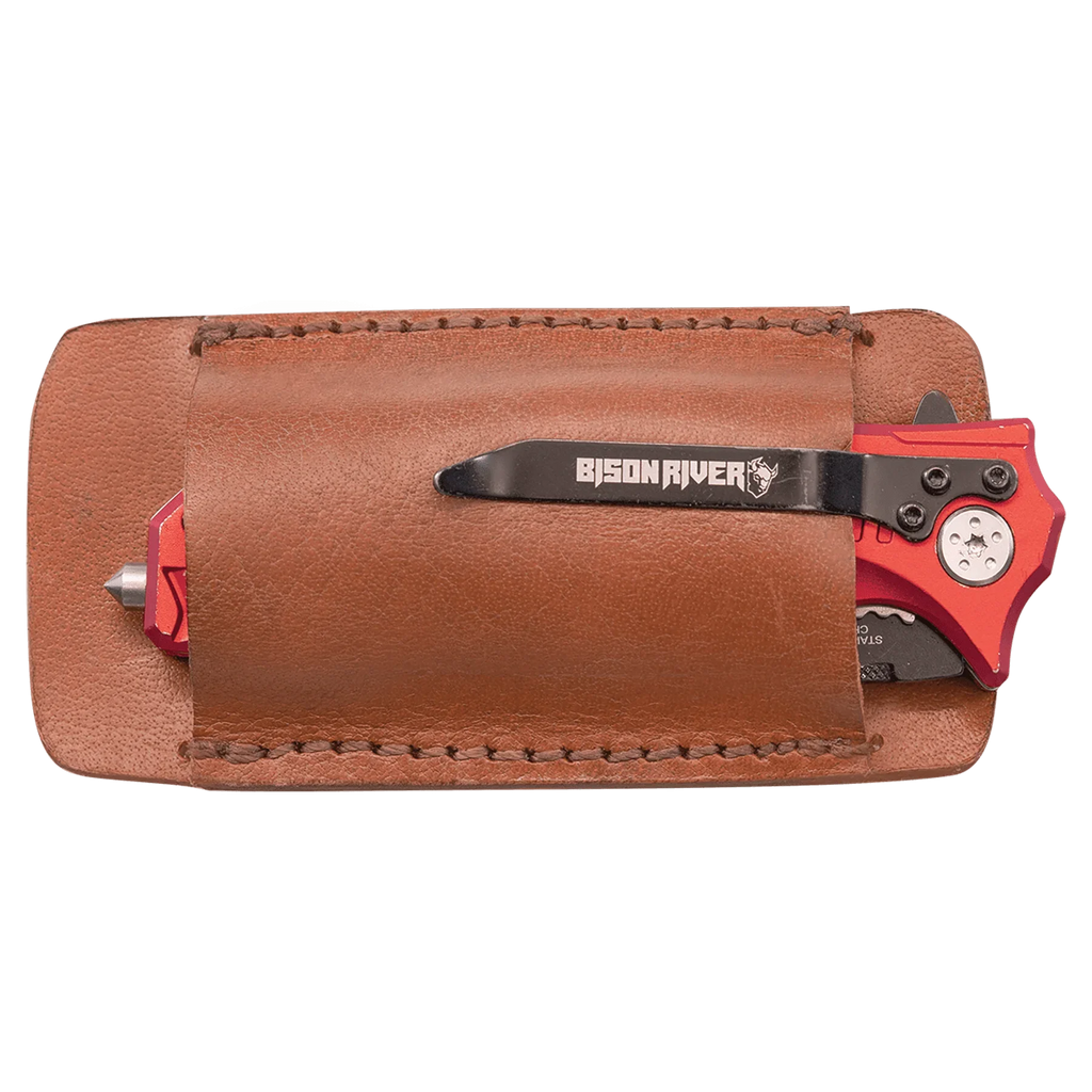 Custom Laser Engraved Bison River 4½" Double-Sided Leather Belt Sheath by 1a7704-f3.myshopify.com – Knife Sheath