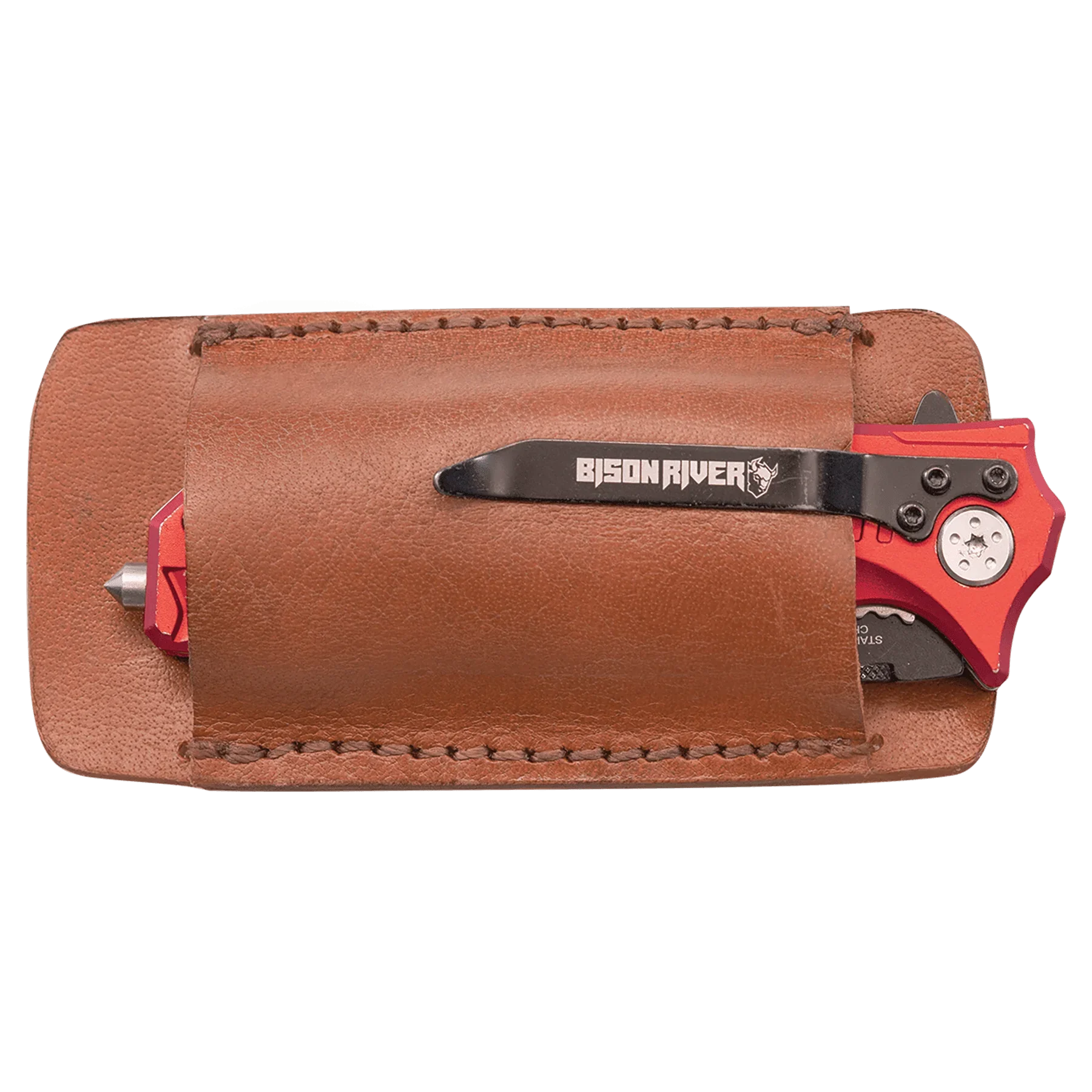 Custom Laser Engraved Bison River 4½" Double-Sided Leather Belt Sheath by 1a7704-f3.myshopify.com – Knife Sheath