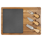 Custom Engraved 13 3/4" x 9 3/4" Acacia Wood & Slate Cheese Set with Three Tools by 1a7704-f3.myshopify.com – Cheese Board