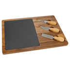 Custom Engraved 13 3/4" x 9 3/4" Acacia Wood & Slate Cheese Set with Three Tools by 1a7704-f3.myshopify.com – Cheese Board