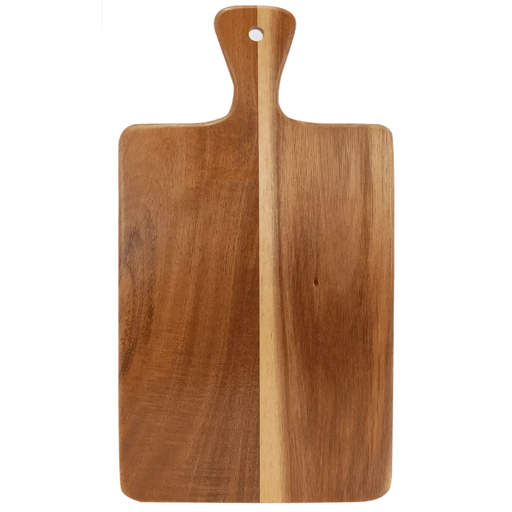 Custom Engraved Acacia Wood & Slate Cutting Board with Handle – Two Size Options