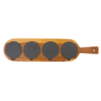 Custom Engraved 18 1/2" x 4 1/4" Acacia Wood & Slate Serving Board with Removable Coasters