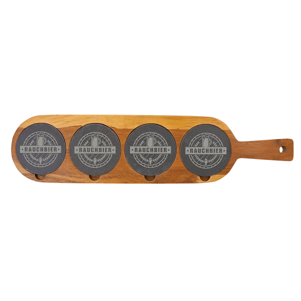Custom Engraved 18 1/2" x 4 1/4" Acacia Wood & Slate Serving Board with Removable Coasters by 1a7704-f3.myshopify.com – Serving Board