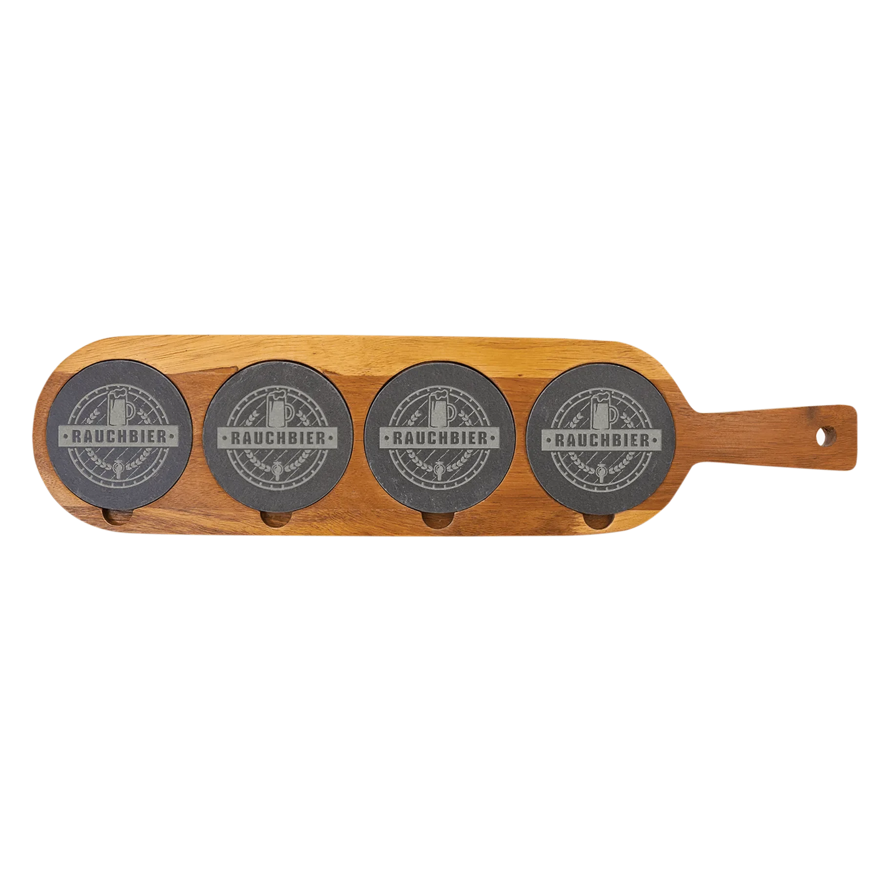Custom Engraved 18 1/2" x 4 1/4" Acacia Wood & Slate Serving Board with Removable Coasters by 1a7704-f3.myshopify.com – Serving Board