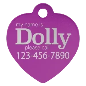 Custom Engraved Anodized Aluminum Heart Pet Tag – Two Size Options