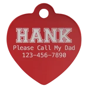 Custom Engraved Anodized Aluminum Heart Pet Tag – Two Size Options