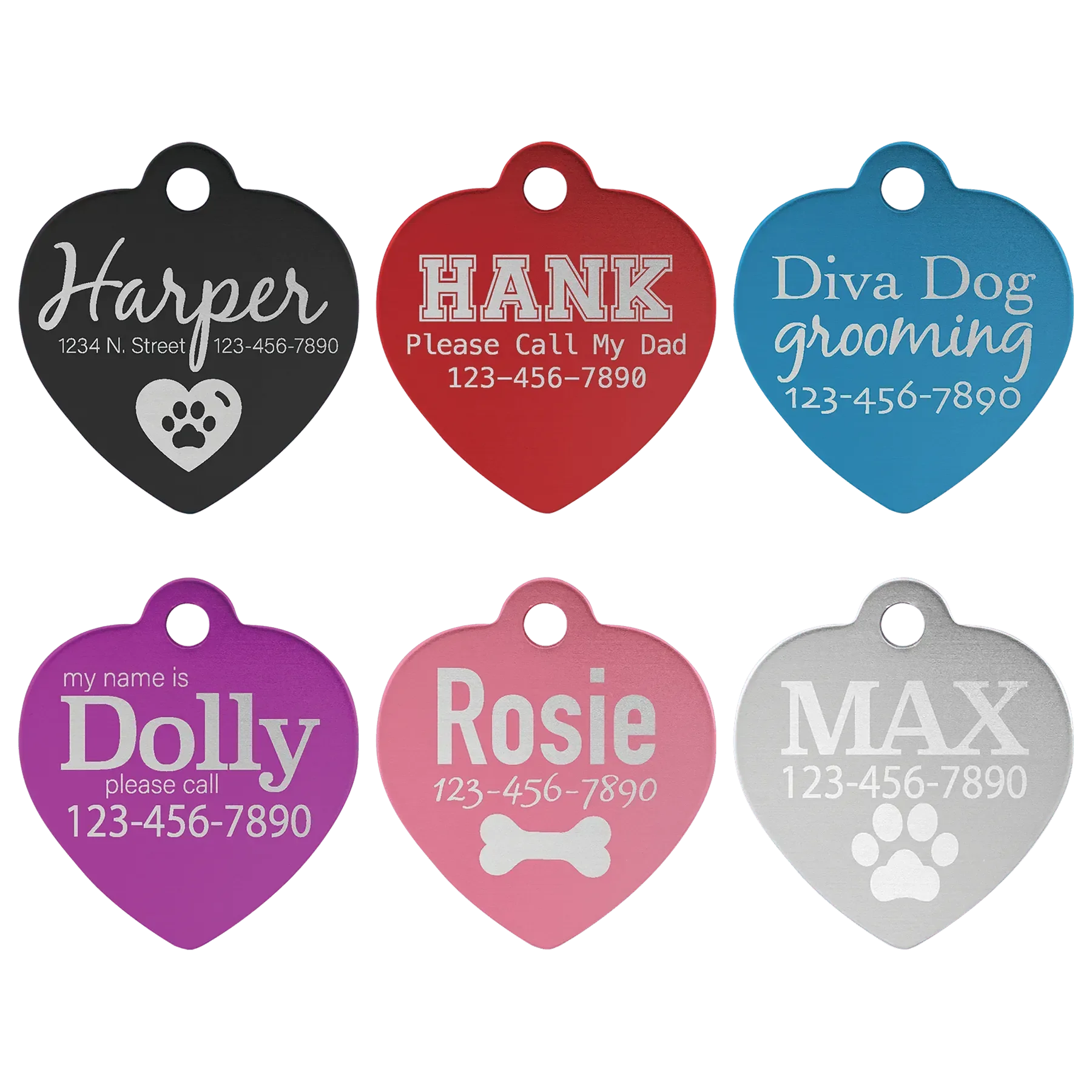 Custom Engraved Anodized Aluminum Heart Pet Tag – Two Size Options by 1a7704-f3.myshopify.com – Pet Tag