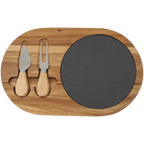 Custom Engraved 12 1/2" x 7 3/4" Acacia Wood & Slate Oval Cheese Set with Two Tools by 1a7704-f3.myshopify.com – Cheese Board