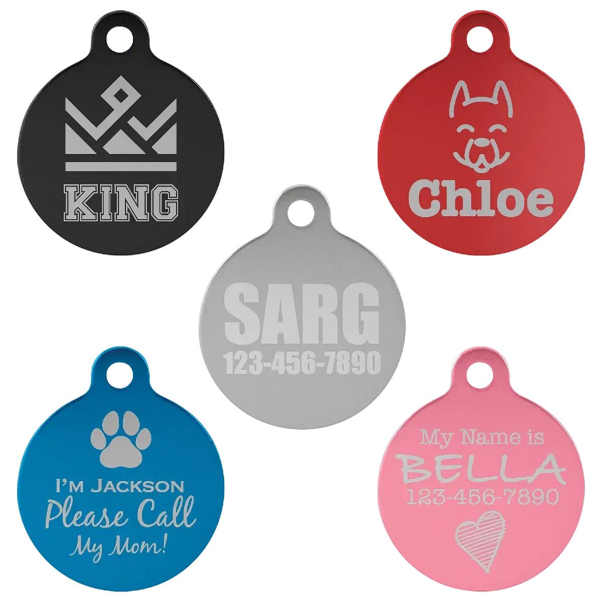 Custom Engraved Anodized Aluminum Round Pet Tag with Tab – Two Size Options by 1a7704-f3.myshopify.com – Pet Tag