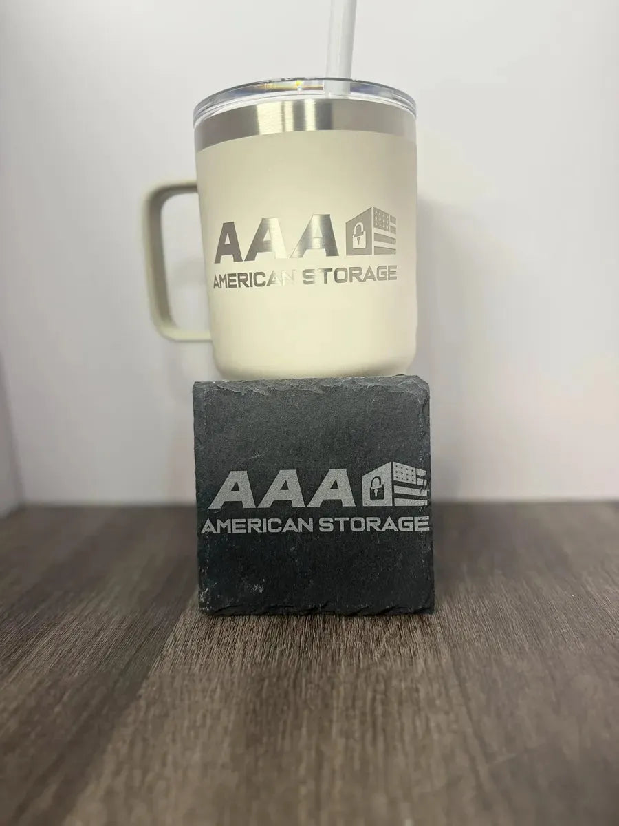 laser engraved tumbler and coaster